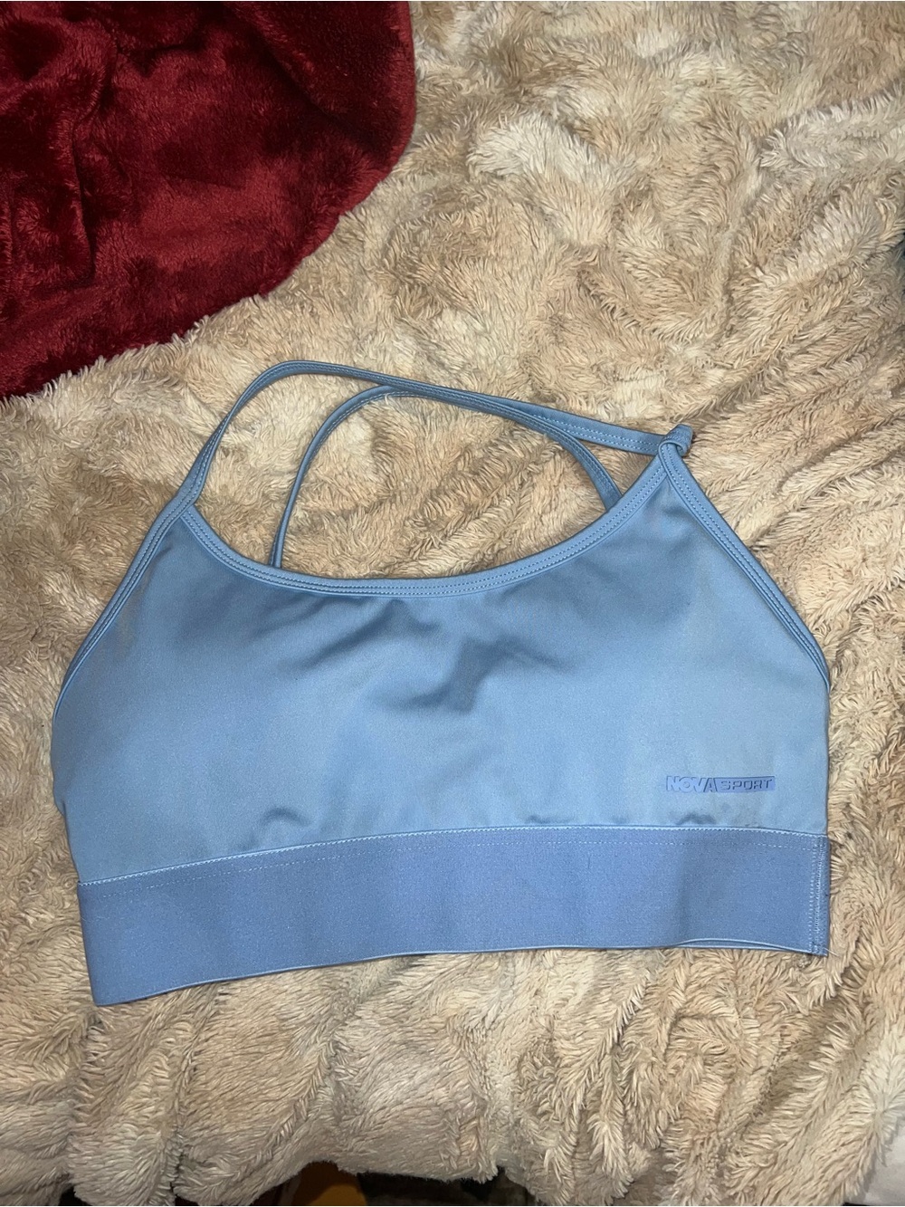 Fashion Nova Light Blue Strappy Sports Bra